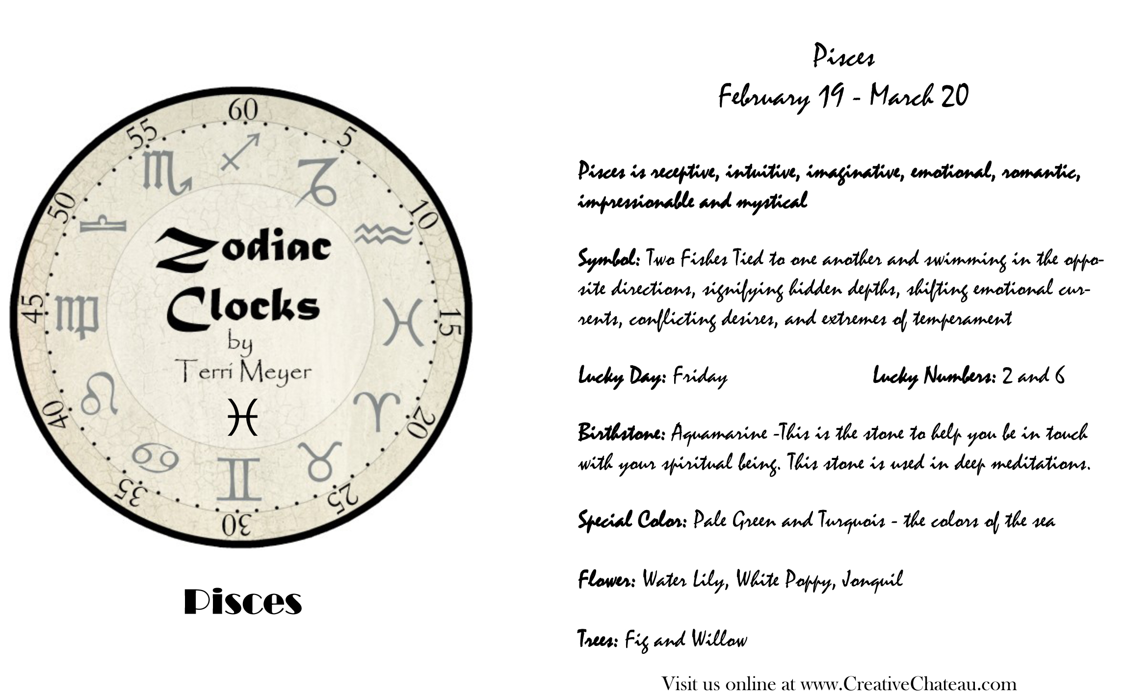 Pisces Clock, Zodiac Clock