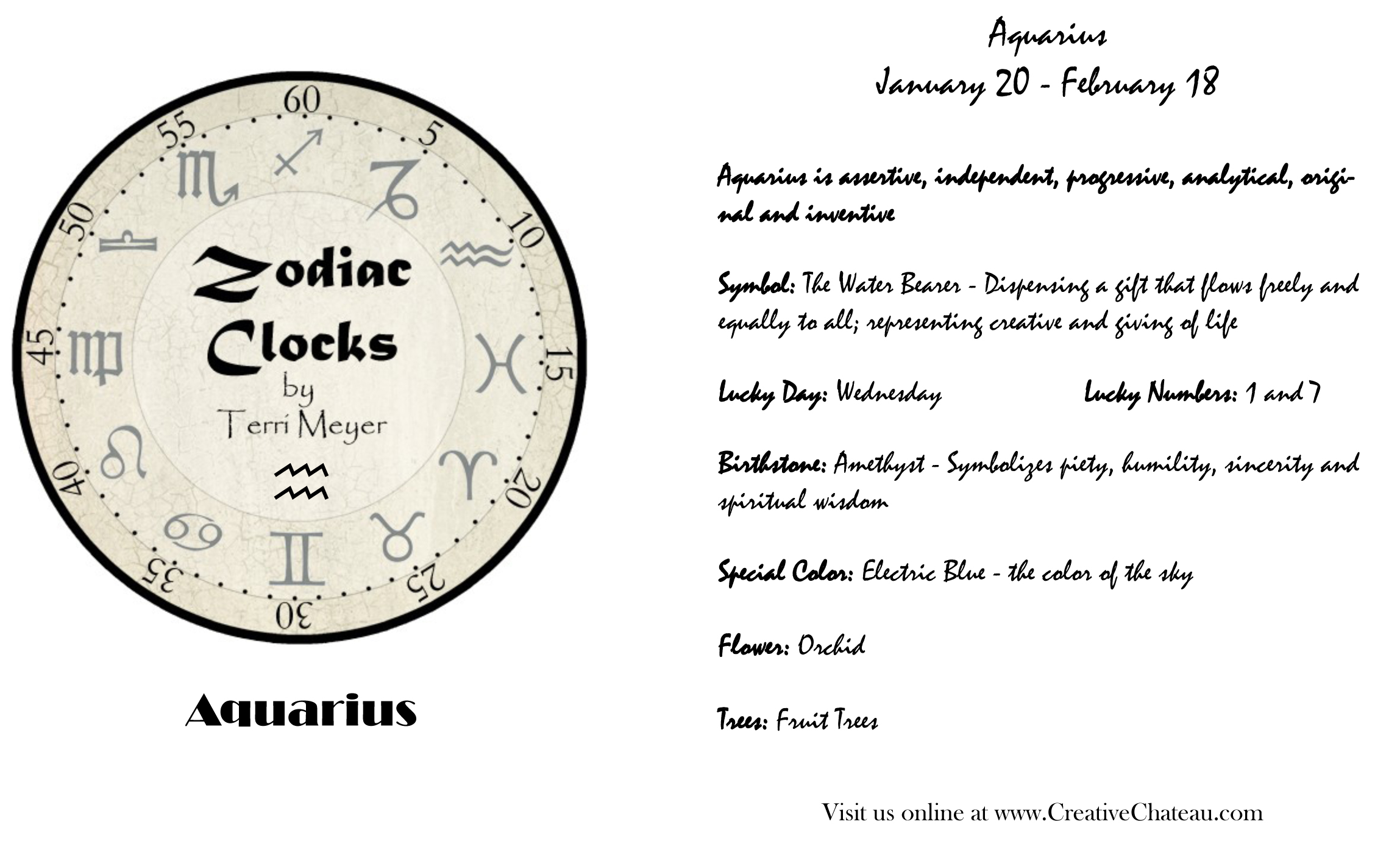 Aquarius Clock, Zodiac Clock