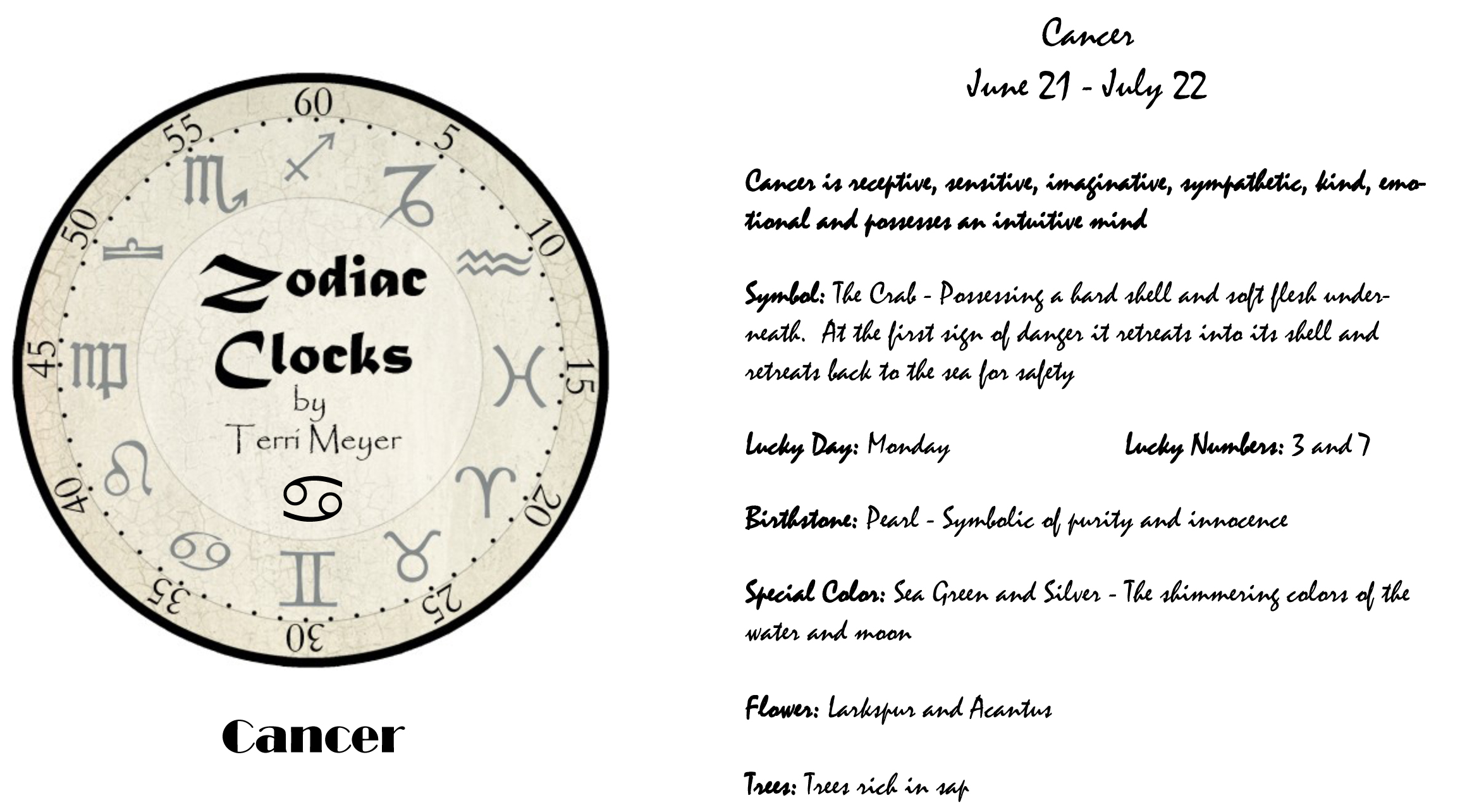 Cancer Clock, Zodiac Clock