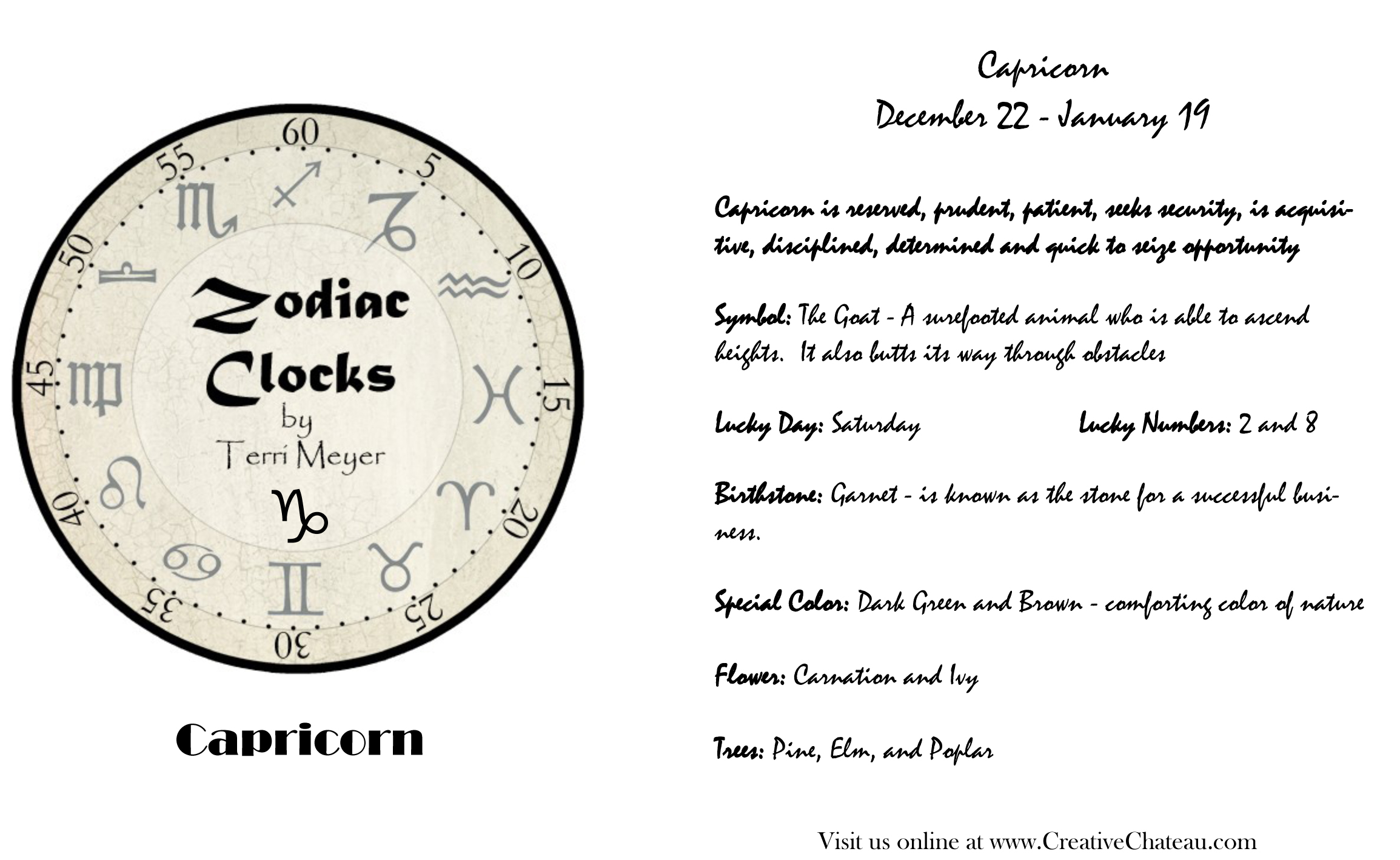 Capricorn Clock, Zodiac Clock