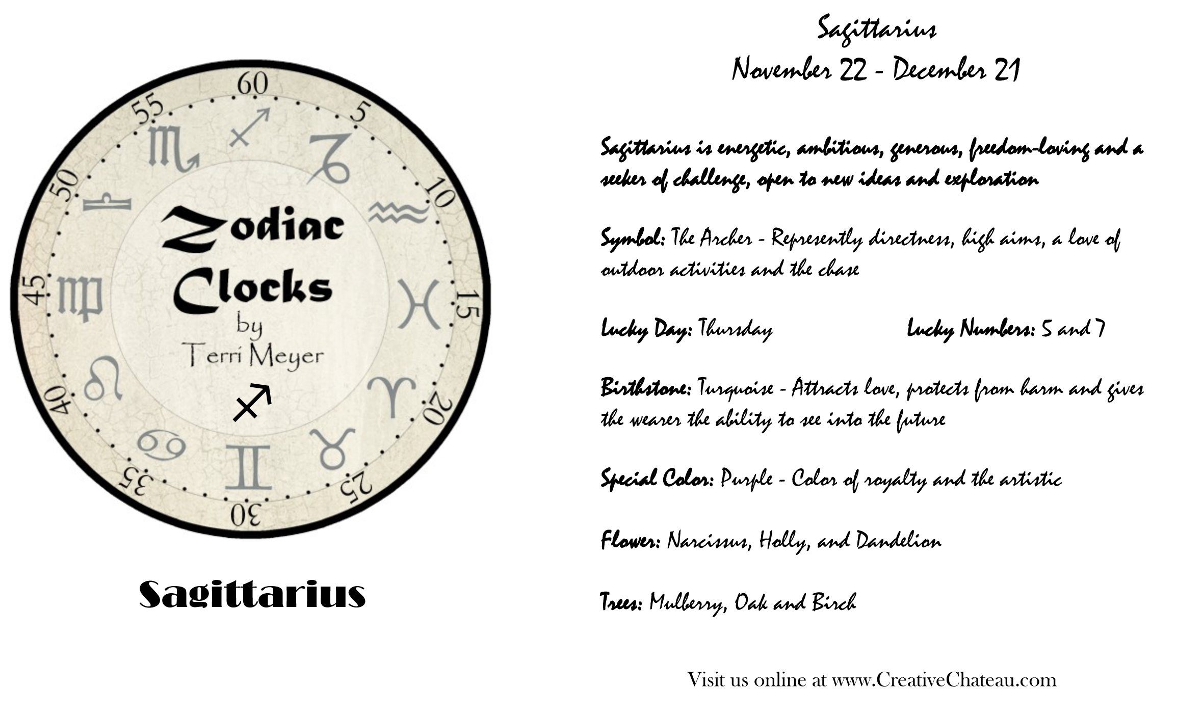 Sagittarius Clock, Zodiac Clock