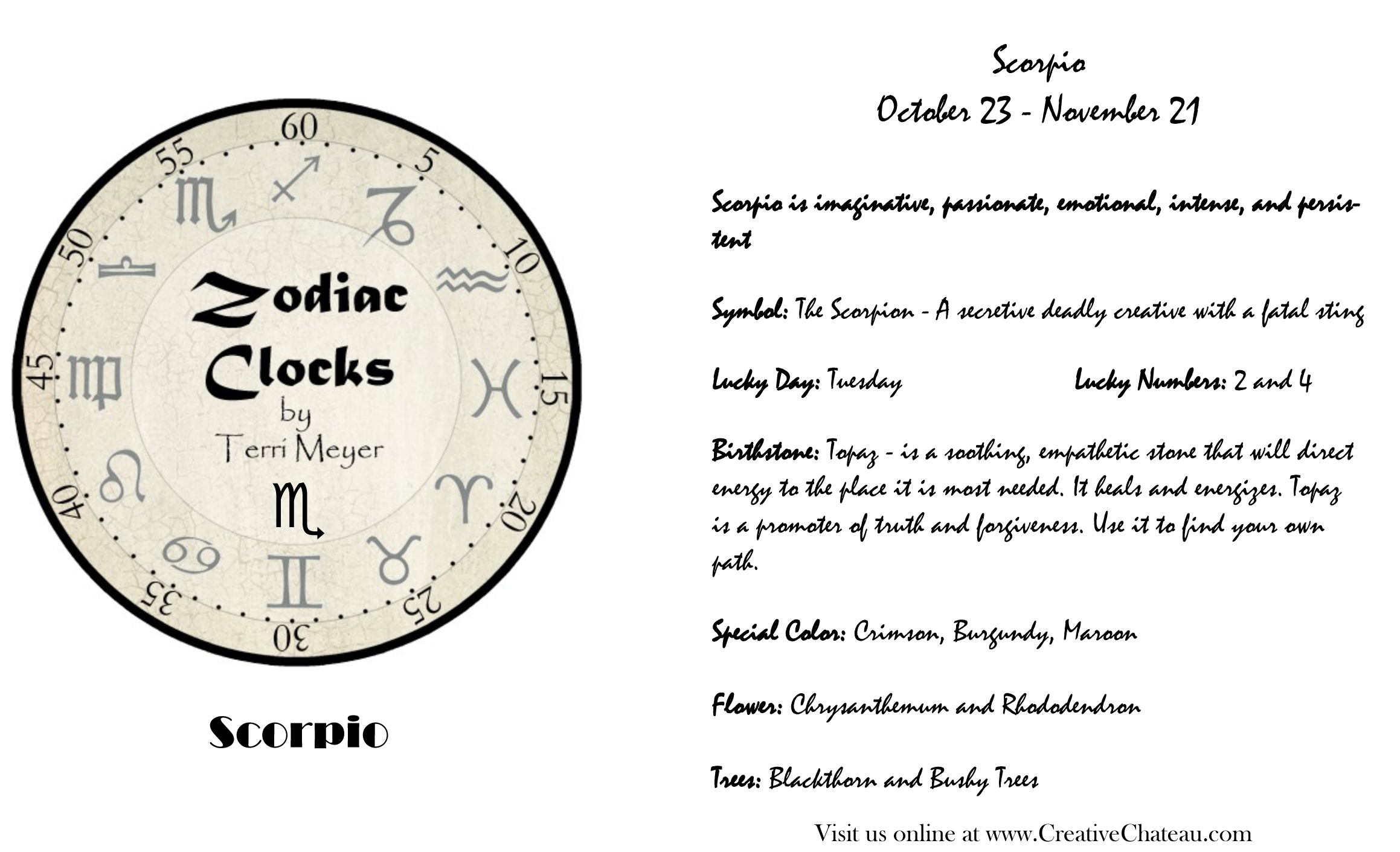 Zodiac Clock, Scorpio Clock